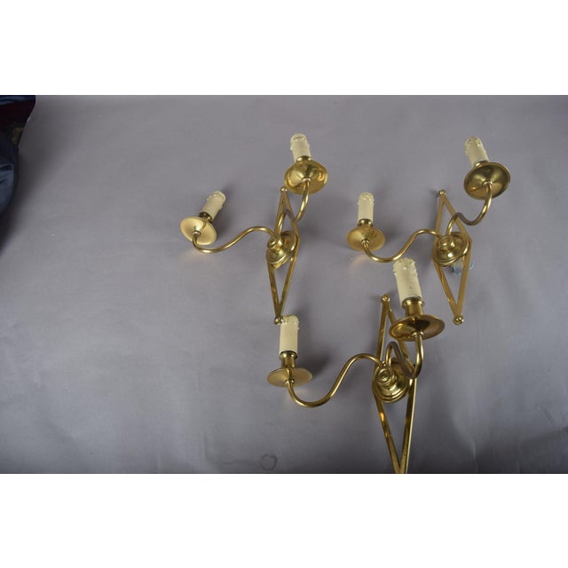 Vintage Polished Brass Wall Sconces by Maison Baguès, 1950s, Set of 3 For Sale - Image 12 of 16