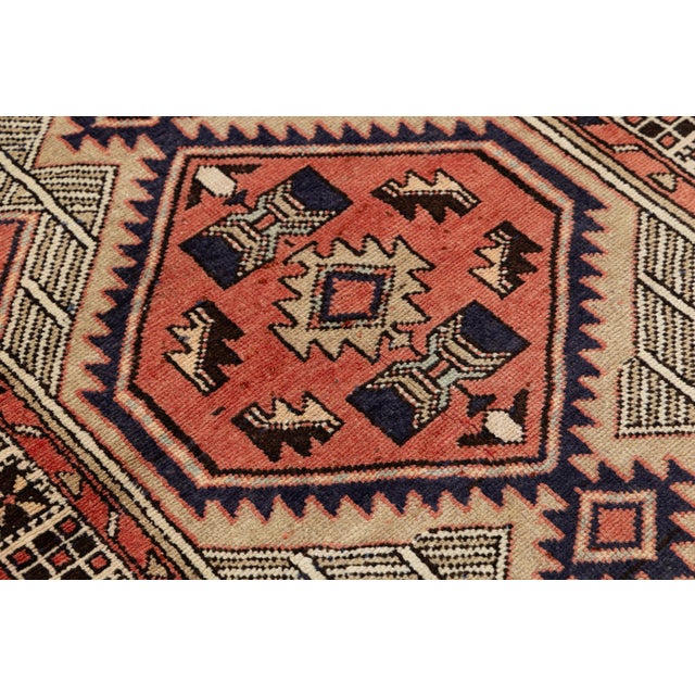 Mid-Century Hand-Knotted Vintage Kurdish Wool Hallway Runner Rug With Geometric Tribal Medallions For Sale - Image 9 of 9