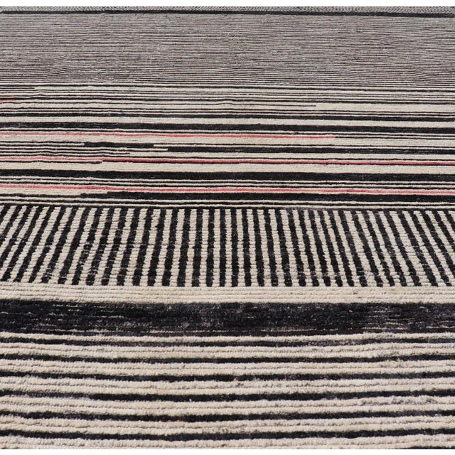2010s Modern Hand-Knotted Tribal Rug by Keivan Woven Arts 9'9 X 12'8 Black and Ivory For Sale - Image 5 of 12