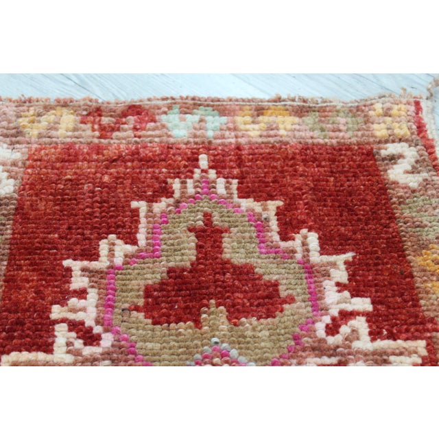 Ruby Red Mini Turkish Rug - 16"x30.5" For Sale - Image 8 of 10