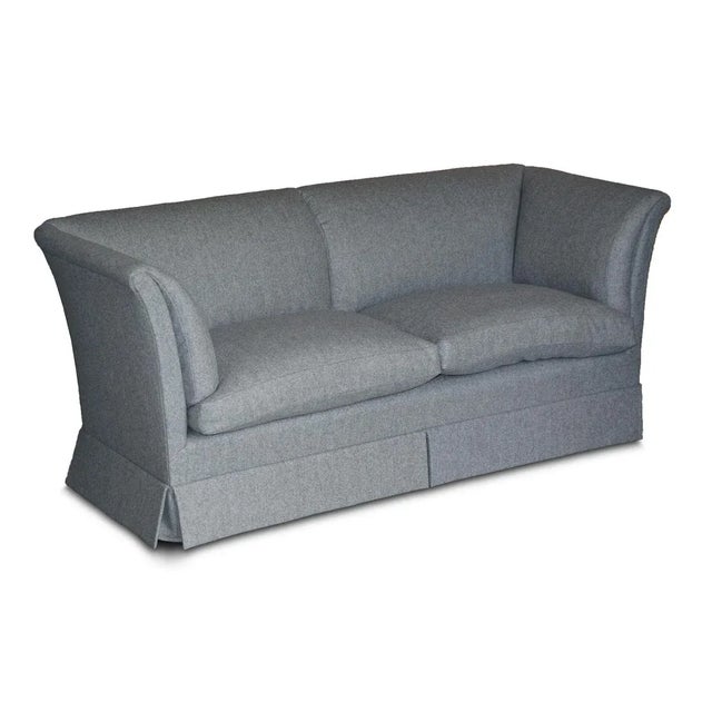 Very fine, fully restored howard & sons london, large baring sofa upholstered with graham sanderson herringbone upholstery...