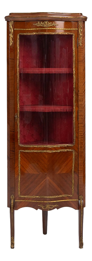 French Louis XV Style Corner Display Cabinet with Arched Glass, 1950