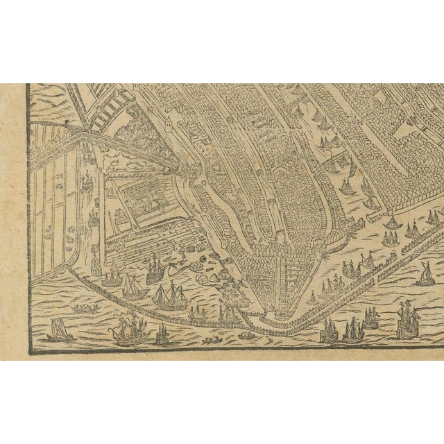 Paper Antique Woodcut Haarlem Map by Sebastian Münster, 1575 For Sale - Image 7 of 12
