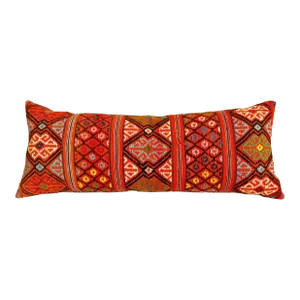 Lumbar Pillow Made from Vintage Orange Textile