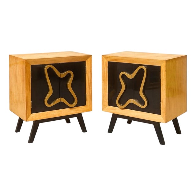 Mid 20th Century Brown Saltman Paul Lazo Nightstands, Pair, Attributed For Sale