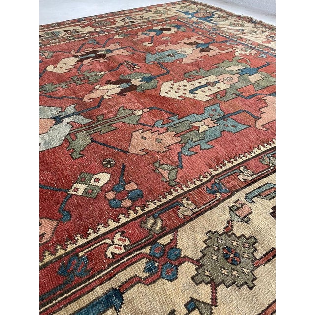 Persian C. 1880's ANCIENT ANTIQUE SERAPI Narrow GEM Rug 8.10 x 15.1 For Sale - Image 3 of 16