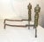 Gold Pair of Turned 18th Century Peened Brass Wrought Iron Georgian Andirons 1700's For Sale - Image 8 of 12