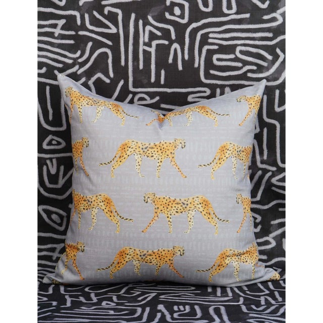 Mara Cheetah in Fog Pillow Cover For Sale - Image 4 of 5