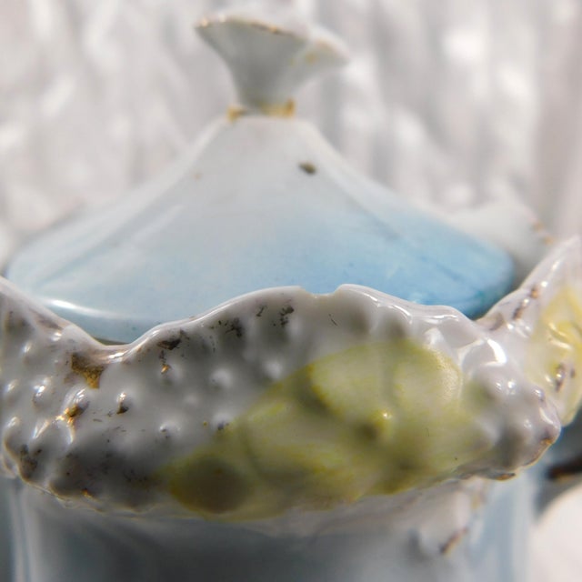 1920s Blue Floral Reinhold Schlegelmilch Sugar Bowl and Creamer For Sale - Image 4 of 7