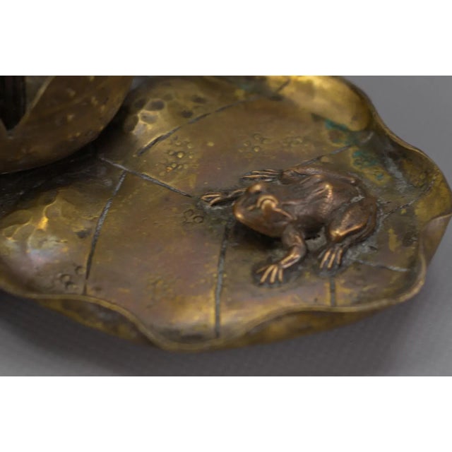 Art Nouveau Brass Table Lamp with Frog, 1930s For Sale - Image 12 of 18