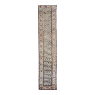 Vintage Persian Earth Tone Camel Navy Runner - 2'11" x 14'2" For Sale