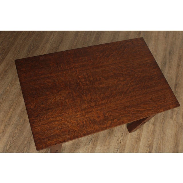 Mission Lifetime Furniture Antique Mission Oak Library Table Writing Desk For Sale - Image 3 of 12