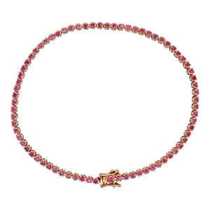 Natural Round Cut Pink Sapphire Tennis Bracelet in 14K Rose Gold