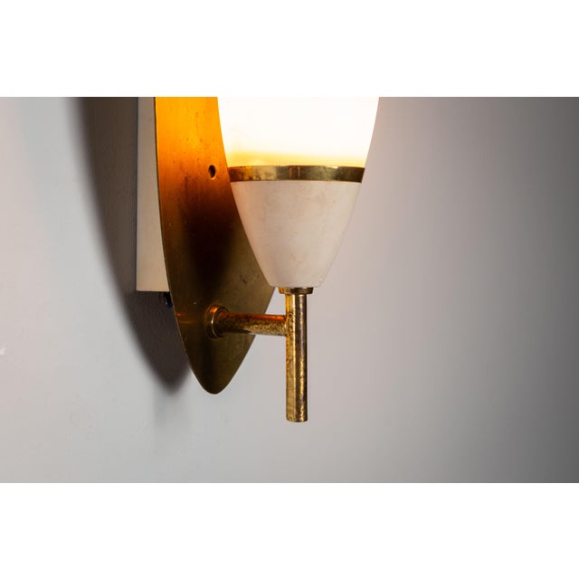 Vintage Wall Lamps with Brass Shields and Glass Shades, 1960s, Set of 2 For Sale - Image 12 of 13
