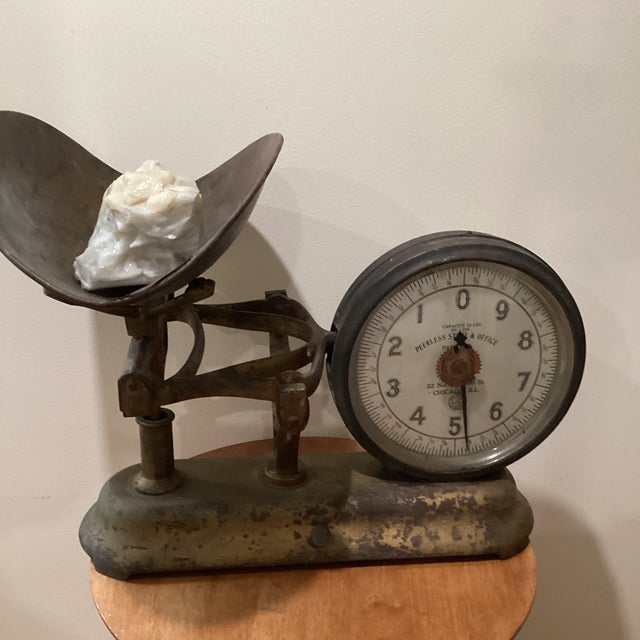 Antique Peerless Company Cast Iron Counter Scale Inspector Approved Stamped March 1837 For Sale - Image 9 of 12