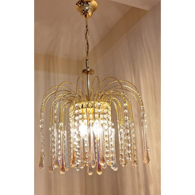 Vintage Ceiling Lamp with Gold-Plated Metal Rods, 1970s For Sale - Image 3 of 7