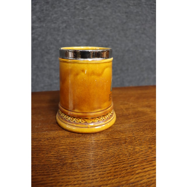 Yellow Antique-Style Yellow Ceramic Tankard With Illustrated Drinking Verse and Silver-Tone Handle For Sale - Image 8 of 13