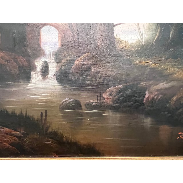 Antique Italian Landscape Oil Painting Signed Rastelli European School For Sale - Image 9 of 14