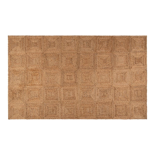 Part & Parcel Goods Jute Block Runner, 2’6”x12’, Natural For Sale