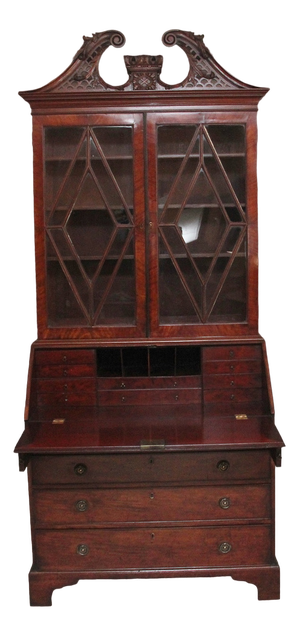 Mahogany Bureau Bookcase, 1830s, Set of 2