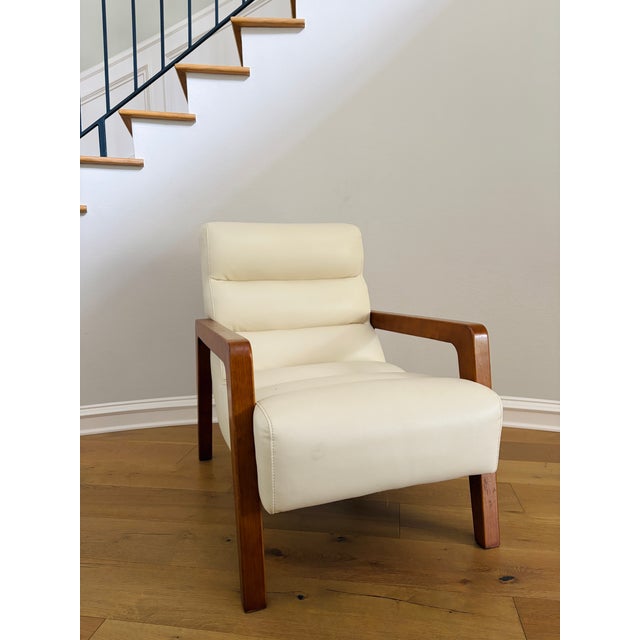 Textile Modern Contemporary Lounge Chair by Opulence Home in Cream Upholstery For Sale - Image 7 of 10