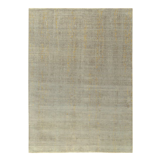 Rug & Kilim’s Contemporary Abstract Rug in Blue, Silver-Gray and Gold For Sale