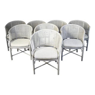 Late 20th Century Set of 8 Rattan and Cane McGuire Dining Chairs – Hans Kaufeld Licensed Edition For Sale