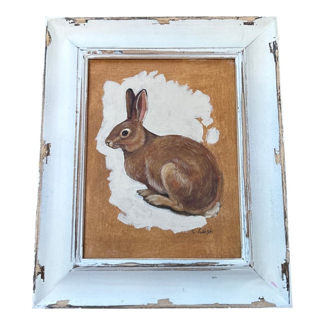 Contemporary Original Rabbit Portrait Painting by Stephen Heigh “Woodland Rabbit” For Sale