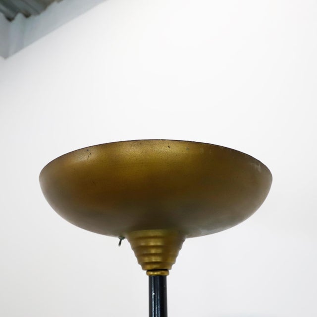 We offer this Art Deco Gold-Tone Torchiere Floor Lamp. circa 1940.