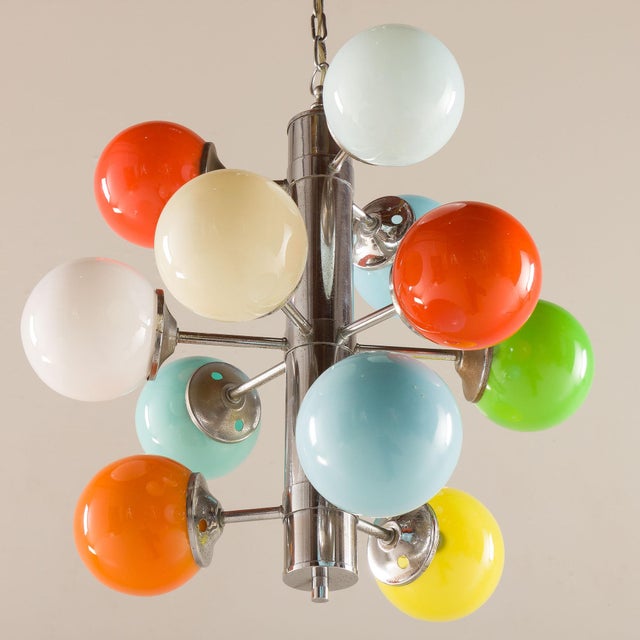 Red Italian Space Age Sputnik Glass Pendant Light, 1970s For Sale - Image 8 of 9