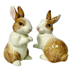 1980s Vintage Hollywood Regency Brown-Eyed Bunny Salt and Pepper Shakers - A Pair, Fitz & Floyd Easter