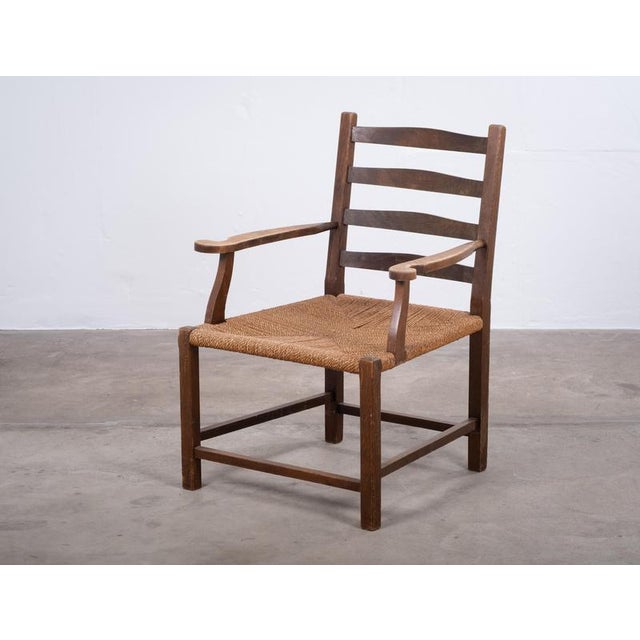 Danish Stained Oak Armchair with Cane and Spindle Back, 1940s For Sale - Image 3 of 10
