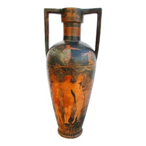 Antique Wedgewood Encaustic Decorated Black Basalt Greek Urn 18th Century