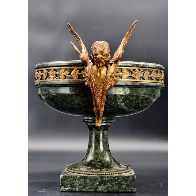 Green Serpentine Marble Bowl with Gilded Bronze Mounts, Late 19th Century For Sale - Image 10 of 13