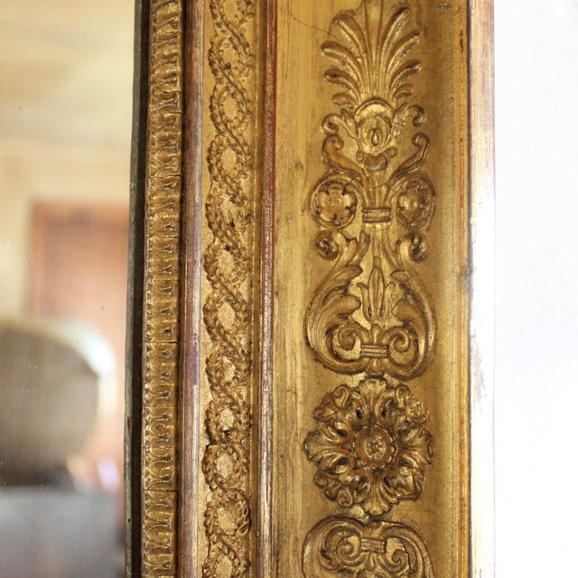 French Provincial Antique French Charles X Gilt Wood and Gesso Mirror For Sale - Image 3 of 9