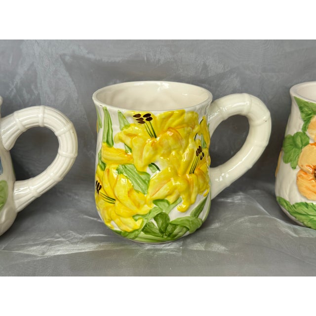 1980s Vintage Spring Flower Floral Coffee Mug Set For Sale - Image 5 of 11
