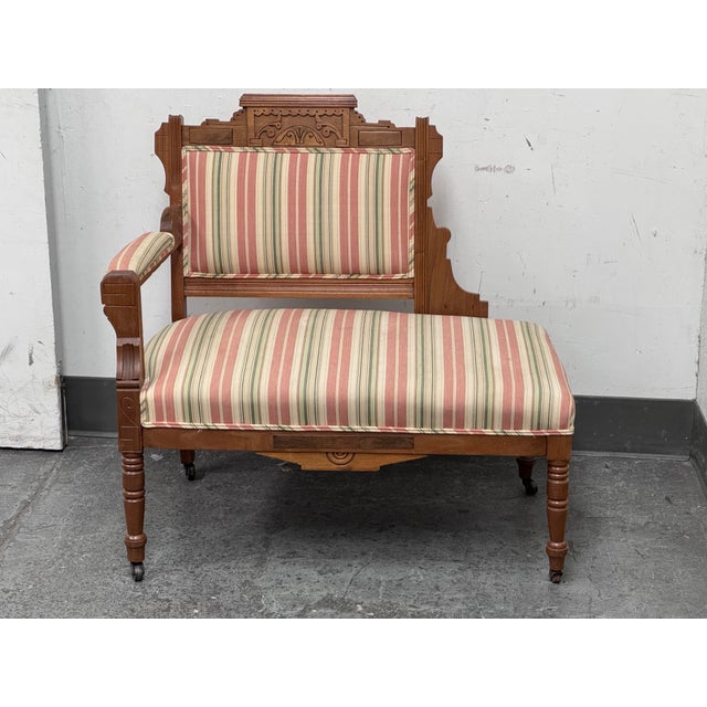 Victorian Victorian Eastlake Style Gossip Bench For Sale - Image 3 of 12
