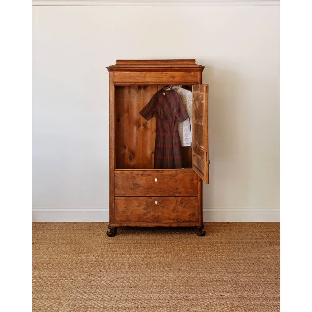 English Antique Biedermeier Burl Walnut Single Armoire | Austria C. 1830s For Sale - Image 3 of 5
