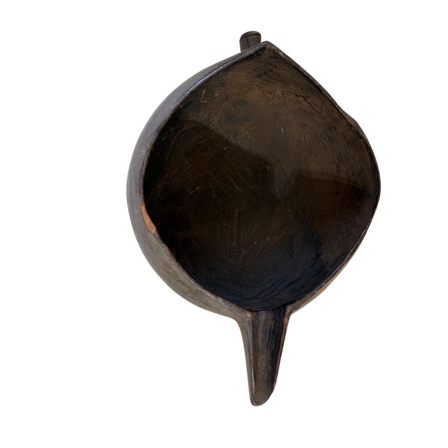 #751 Vintage Lg African Ceremonial Geometric Kuba Wooden Cup Congo 10.5" For Sale - Image 4 of 9