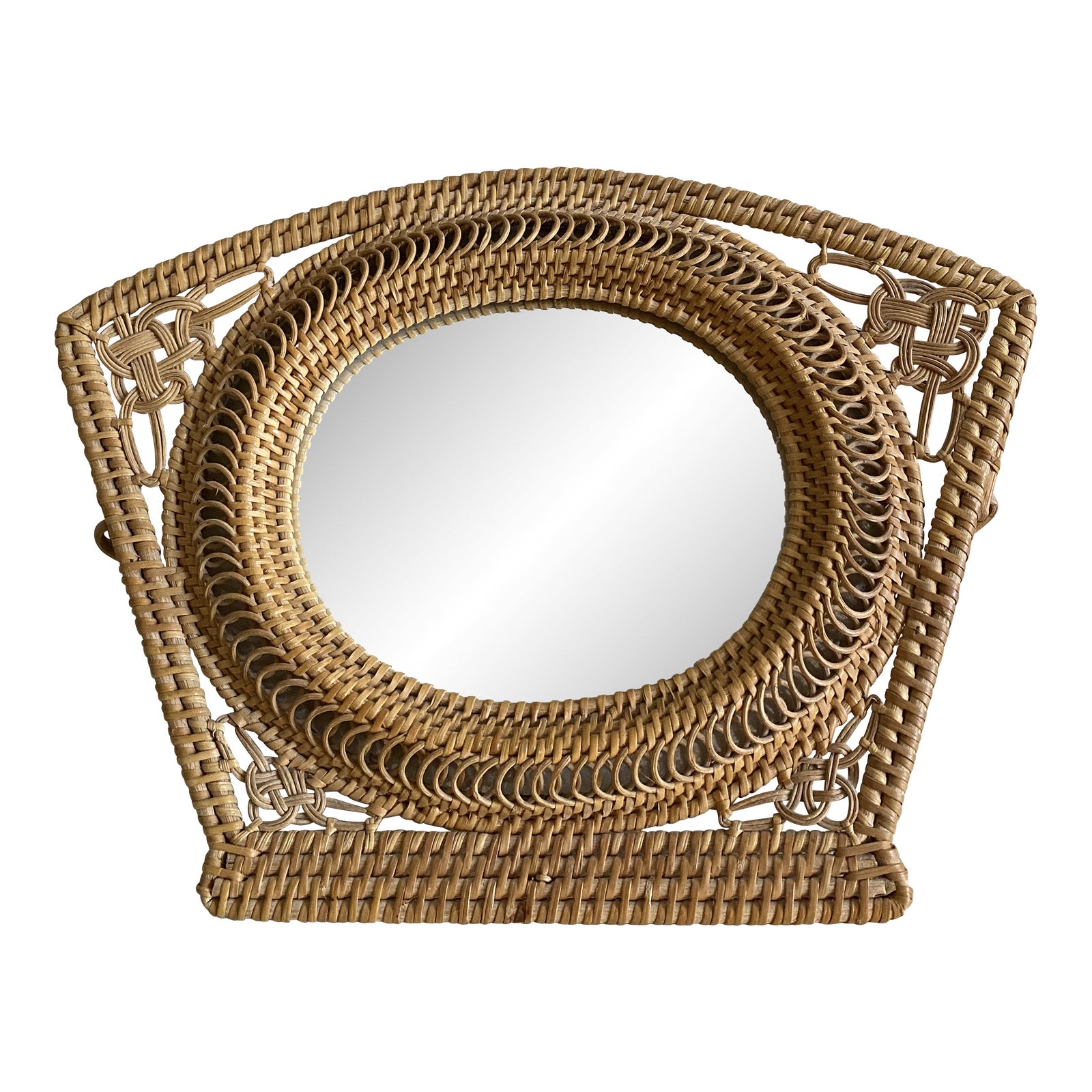 Mid Century Bohemian Wicker Vanity Mirror Chairish