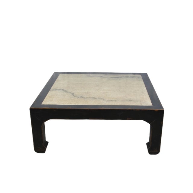 This vintage table is handcrafted with the marble top and elm frame in China. It features a nice nature waving marble top,...