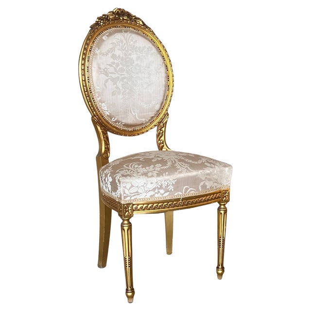 Early 20th Century French Louis XVI Style Parcel Gilt and Painted Side Chair For Sale - Image 15 of 18