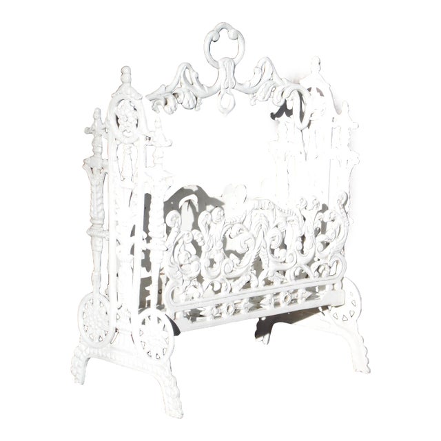 Antique Victorian Cast Iron Magazine Rack Vintage Sheet Music Stand For Sale