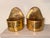 A beautiful matching pair of vintage mid-century solid brass wall pocket planters. Featuring a clean, minimalist semi-...