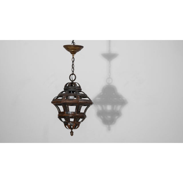 1900s French Copper Pendant Lantern With Openwork Dome Design For Sale - Image 13 of 18