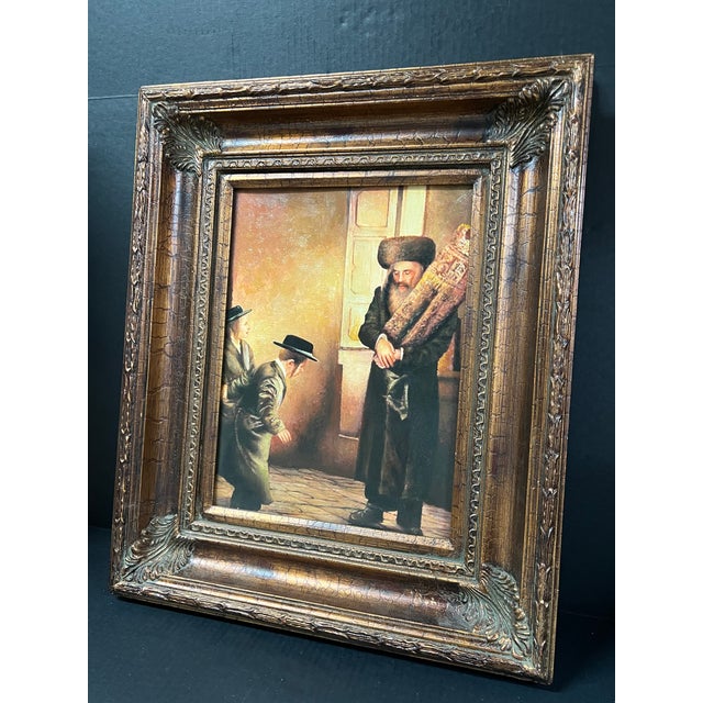 Judaica Oil Painting Portrait of a Rabbi With Gold Gilt Wooden Frame For Sale In New York - Image 6 of 7