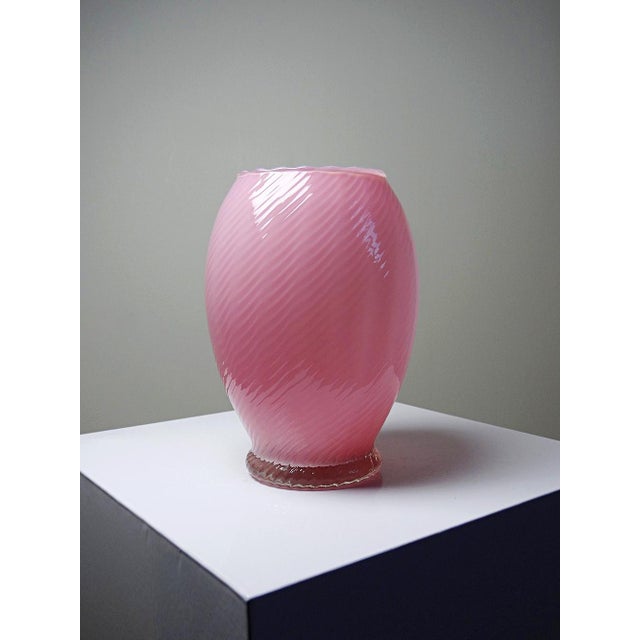 Small Blown Vase in Twisted Pink Opaline Glass, 1960s For Sale - Image 10 of 12