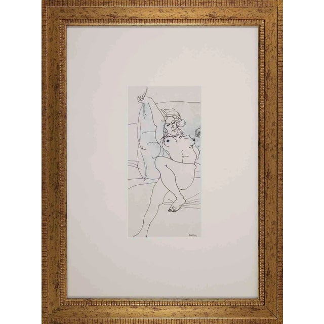 Sergio Barletta, Nude of Woman, Ink Drawing, 1970s, Framed For Sale