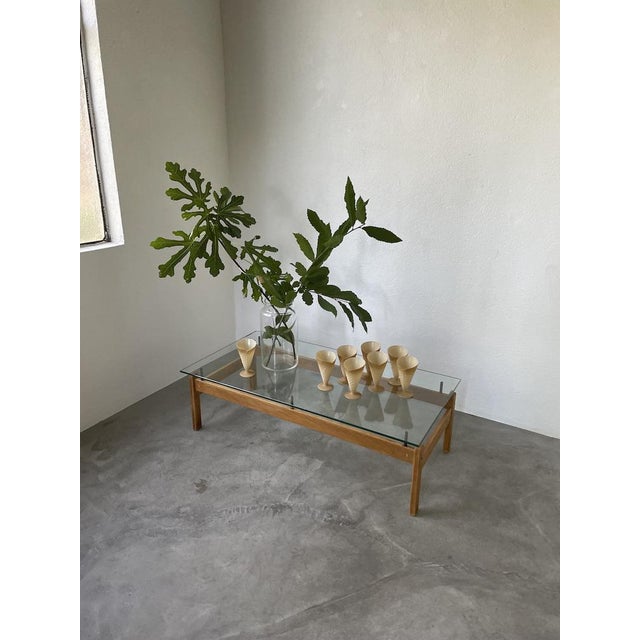 1960s Scandinavian Blond Teak and Glass Coffee Table, 1960s For Sale - Image 5 of 18