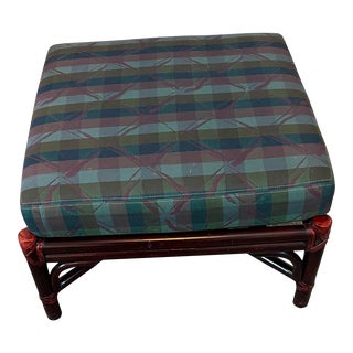 Vintage McGuire Rattan Ottoman Foot Stool For Sale
